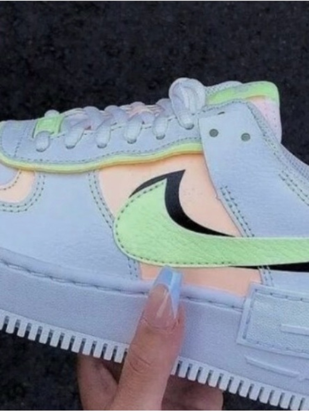 NIB Nike Air Force One Shadow White Crimson Tint with fluorescent colors Size 7